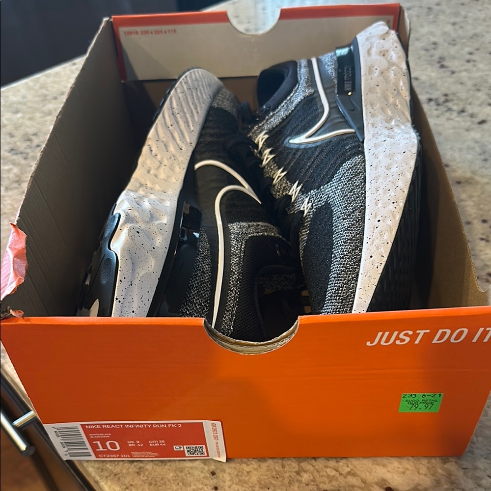 Nike React Infinity Run Flyknit 2 Black and White Sneakers